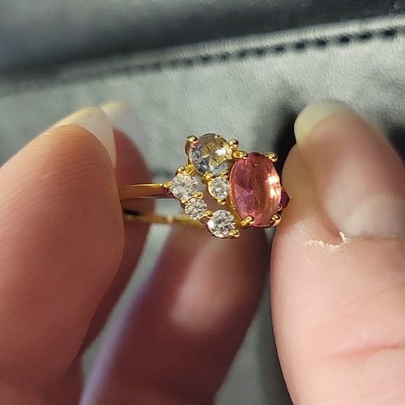 ST bath bomb ring, gold & pink, sz 8 - Picture 2 of 4
